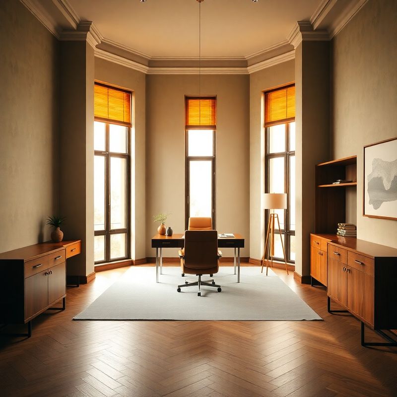 Interior de birou privat în tonuri de piatră și mentă